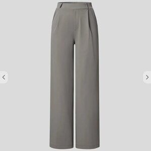 Halara High Waisted Side Pocket Straight Leg Work Pants (gray)